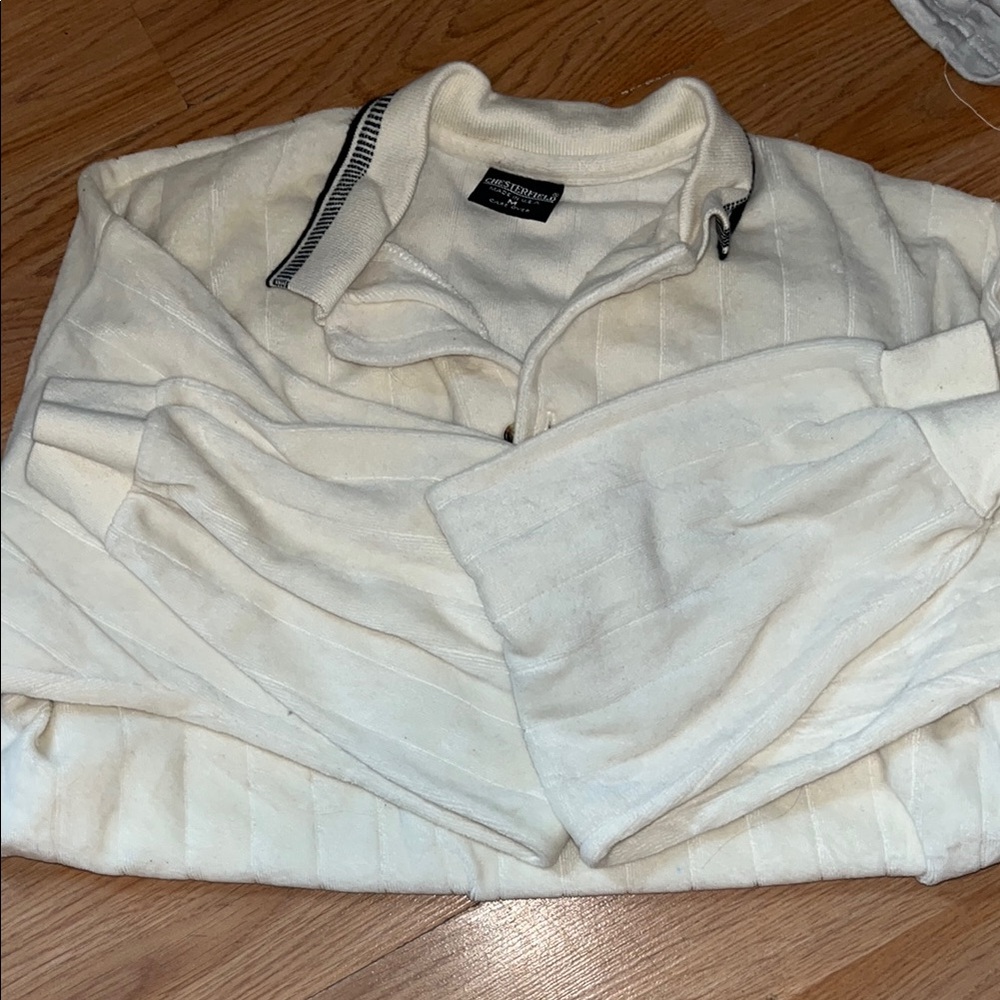 Westbound Cream Zip Up Sweater with Stand-Up Collar